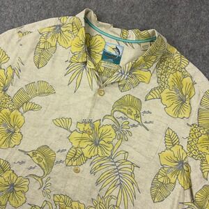 Tommy Bahama Shirt Mens XL Yellow Island Modern Fit‎ Silk Floral Hawaiian Aloha